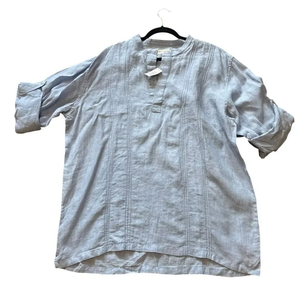 Banana Republic Vintage Light Blue Loose Linen Tunic Shirt